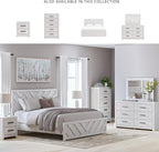 Signature Design by Ashley Cayboni Vintage 5 Drawer Wide Chest with Safety Stop for Bedroom, White