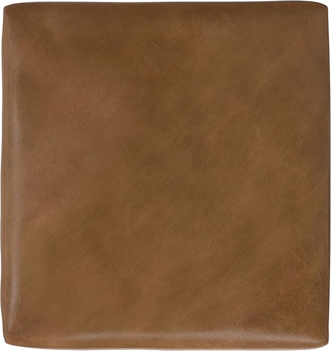 SIMPLIHOME Rex Ottoman in Full-Grain Genuine Leather, Caramel Brown, 34-inches Wide, Modern-Style Table Ottoman or Footrest, Assembled, for Living Room and Family Room