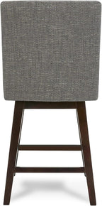 CHITA Counter Height Swivel Bar Stools Set of 3, FSC Certified Upholstered Fabric Barstool Chairs with Back, 26.8" H Seat Height, Fabric in Fog