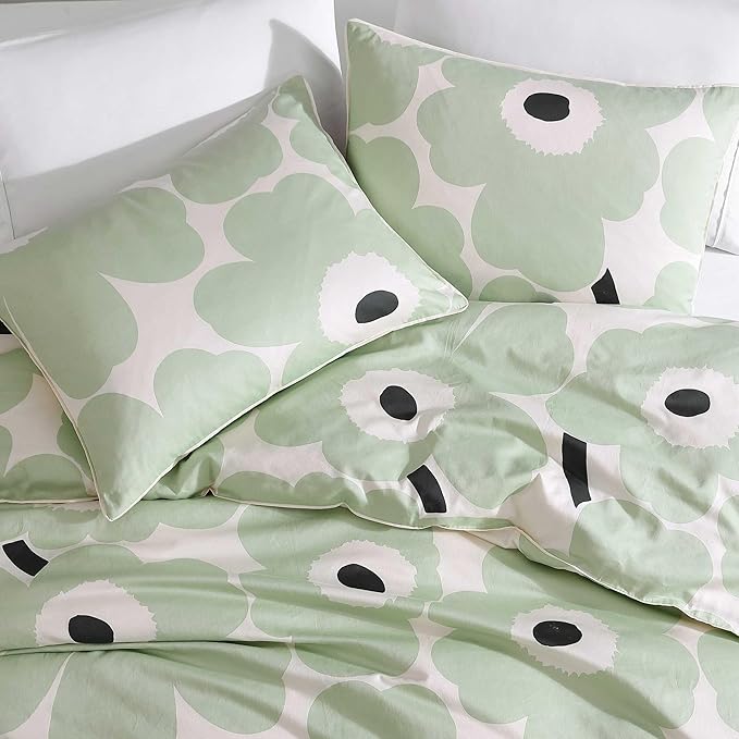 Marimekko - King Duvet Cover Set, Super Soft Organic Bedding with Matching Shams, Floral Bedding Essentials, Oeko-Tex Certified (Unikko Green, King)