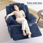 Recliner Chair Oversized 360° Swivel Rocker Recliners with Massage and Heating Theater Chairs Lounge Sofa Adults Lazy Sofas Single Couch for Living Room Overstuffed Armrests XL (Navy Blue)
