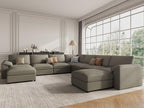 EASE MOOSE Oversized U Shaped Couch,Modular Sectional Convertible Sofa with Wide Deep,Extra Large Faux Leather Scratch Resistant Modern Couch for Big Spaces Living Room,Light Grey