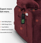 MCombo Dual Motor Power Lift Recliner Chair for Elderly, Lay Flat Lift Chair with Heat and Massage, Petite Lift Chair, Cup Holders, USB A&C Ports, Fabric 7893 (Small, Burgundy)