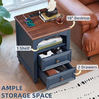 Dressers and Night Stand Set of 3, Wood 43.5" Tall Dresser and 18" Wide with Charging Station Chest of Drawers, Roman Column Nightstand Set of 2, Bedroom Furniture Dresser Suites for Home Living Room