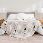 Berkshire Blanket Peanuts® VelvetLoft® Cute Character Snoopy Plush Blanket,Lakeside Plaid Harvest Snoopy and Woodstock Grey,Twin 60 in x 90 in (Official Peanuts® Product)