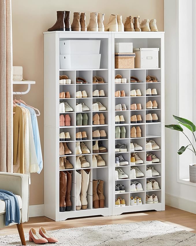 VASAGLE Shoe Storage Cabinet, 10 Tier Shoe Rack Organizer, Holds Up to 30 Pairs of Shoes, for Entryway Bedroom, 12.6 x 24.8 x 73.6 Inches, White ULBS273T14