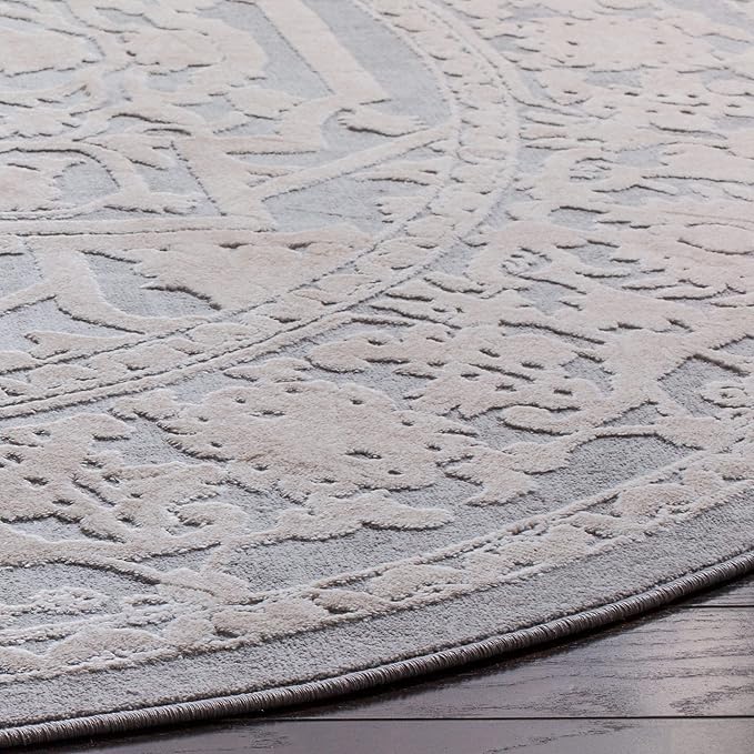 SAFAVIEH Reflection Collection Accent Rug - 2'3" x 3', Light Grey & Cream, , Non-Shedding & Easy Cleaning, Ideal for Foyer, Living Room, Bedroom (RFT665C)