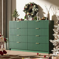 Green Dresser for Bedroom, 8 Drawer Double Dresser, Modern Chest of Drawers for Bedroom, Living Room, Entryway and Closet, 55" L x 15.7" D x 37.4" H