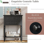Knocbel Slim Antique Entry Console Table with 3 Drawers & Bottom Open Shelf, Solid Wood Narrow Sofa Couch Table for Entryway Hallway Living Room 23.7" W x 13" D x 31.4" H Black