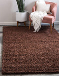 Unique Loom Solid Shag Collection Area Rug (10' x 13' Rectangle, Chocolate Brown)