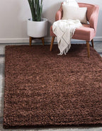 Unique Loom Solid Shag Collection Area Rug (10' x 13' Rectangle, Chocolate Brown)
