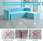 Modern One-Piece Foam Sofa with Ottoman, No Assembly Required, Ergonomic Design Couch, Eco-Friendly Chenille Fabric, Modular DIY Combination Sectional for Living Room, Apartment & Lounge (Light Gray)