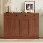 49" Brown Buffet Cabinet with Doors & Drawers, Modern Kitchen Storage Sideboard, Coffee Bar Console for Dining Room, Living Room, Entryway