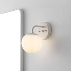 JONATHAN Y JYL3534C Louis Parisian Globe 5.75" 1-Light Metal/Frosted Glass Modern Contemporary LED Vanity Light Midcentury, Glam, Transitional, Bathroom, Powder Room, Dressing Room, Bedroom, Almond
