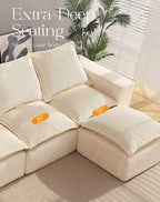 107" Comfy Cloud Couch with L-Shape Chaise & Deep Seat, Modular Sectional Sofa in a Box, Boneless Upholstered Couches for Living Room, No Assembly Required (Soft Corduroy, Beige)
