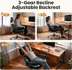 Home Office Desk Chair, Mid-Century Modern Office Chair with Adjustable Lumbar Support, Thickened Cushion Executive Desk Chair with 360 Rolling Swivel for Meeting Game Study Room(Black)