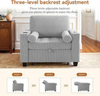 Convertible Sleeper Chair Bed, Comfy Corduroy Single Futon Sofa Chair with Pull Out Bed, 3-Levels Adjustable Backrest Accent Chair with Side Pockets, Cup Holder & USB Ports for Living Room, Bedroom