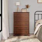 Prepac Sonoma Traditional 5-Drawer Tall Dresser for Bedroom, Functional Bedroom Dresser Chest of Drawers 17.75" D x 31.5" W x 44.75" H, Cherry