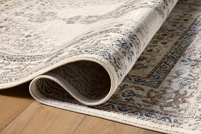 Loloi Teagan Collection TEA-02 Oatmeal/Ivory 5'-3" x 7'-6" Area Rug, Large, Soft Neutral Rug, High-Traffic for Living Room, Bedroom, Home Office, Dining Area