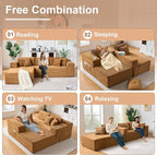 Modular Sectional Sofa, L Shaped Comfy Cloud Couch with Deep Seat, Boneless Couch for Living Room, Modern Sectional Sleeper with Chaise, No Assembly Required, Sofa in A Box, Brown Corduroy