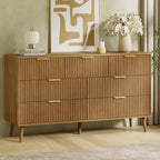 LYNSOM Fluted Dresser and Nightstand Sets 4 Piece, 2-Drawer Nightstands and 5/7 Drawers Dresser, Wood Bedroom Furniture Set for Home, Bedroom, Hallway, Natural Oak