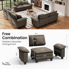 PHI VILLA Cloud Modular Couches Sets, 3 Pieces Large Sectional Sofa Set with Loveseats, 7-Seater Upholstered Couch for Living Room, Chenille Fabric, Smoky Grey