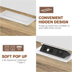 HIFYOBRO Large End Table Set of 2, Flip Top Charging Station and 2 Drawers, Type-C & USB Port & Power outlets, Wooden Storage Cabinet, Side Table with Storage for Living Room and Bedroom (White)