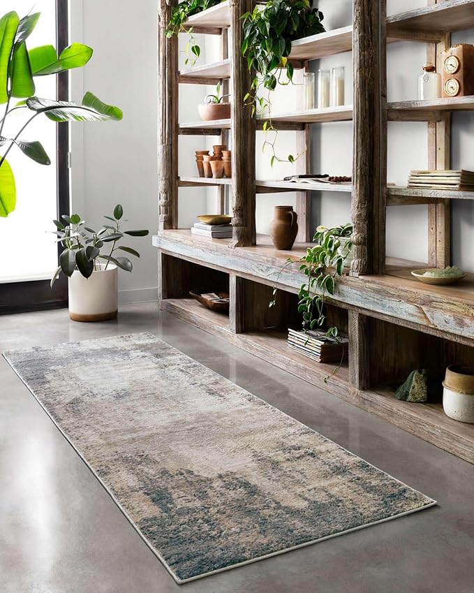 Loloi Teagan Collection TEA-08 Ivory/Mist 7'-11" x 10'-6" Area Rug, Large, Soft Neutral Rug, High-Traffic for Living Room, Bedroom, Home Office, Dining Area