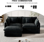 Modular Sectional Sofa, 76.7 Inch L-Shaped Cloud Sofa with Deep Seat Comfortable Chenille Sofa with Cushion Double Sectional Sofa for Living Room Apartment,Black