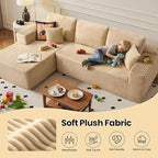 104" Cloud Sectional Couch with Chaise, Boneless L-Shaped Cloud Couch with Deep Seat, Soft Plush Modern Minimalist Sofa, Assembly Free Comfy Sofa for Office Living Room Apartment(Beige, Left Chaise)