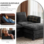 ELUCHANG 113" Modular Sectional Sofa, Comfy Cloud Couch Deep Seat Sofa Couches for Living Room, Modern Sofa with Movable Ottoman and Throw Pillows, DIY Combination - Chenille Black
