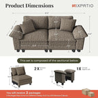 87" Cloud Modular Sectional Loveseat, 2-Seater w/Deep Seat & Removable Arms, Plush Chenille for Small Living Room & Apartment - Smoky Gray