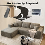 107.5" Cloud Modular Sectional Sofa Couch with L-Shape Chaise,Modern Minimalist Upholstered Couches for Living Room Bedroom,Deep Seat Corner Couch，No Assembly Required (Camel,Left Facing Chaise)