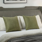 FUTEI Moss Green Chenille Throw Pillow Covers 22x22 Inch Set of 2,Soft Wide Chevron Textured Cushion Case,Farmhouse Home Decor for Couch Bed Living Room