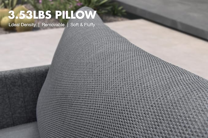 PURPLE LEAF 10 Pieces Patio Conversation Sets with Ottoman Outdoor Couch Sectional Set with Cushion All Weather Patio Conversation Set for Garden Poolside Backyard Gray