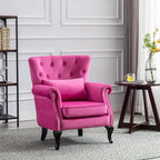 Accent Reading Arm Chairs Set of 2 for Living Room Bedroom, Midcentury Modern Comfy Corner Sofa Chair, Wingback Waiting Room Club Chair with Button Tufted Back &Lumbar Pillow, Velvet Rose