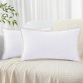 decorUhome Chenille Soft Throw Pillow Covers 12x20 Set of 2, Lumbar Velvet Farmhouse Neutral Decorative Euro Pillow Covers with Stitched Edge for Couch Sofa Bed Home Decor, White