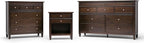 SIMPLIHOME Carlton Bedside Table - 24 inch Wide Solid Wood Nightstand Table in Dark Tobacco Brown, Transitional Bedroom Side or End Table with 2 Drawers, Open Storage Shelf and Bronze Hardware