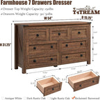 T4TREAM Farmhouse 7 Drawers Dresser for Bedroom, Wood Rustic Dresser Tv Stand, Storage Dressers Organizer for Bedroom, Living Room,Hallway, Reclaimed Barnwood