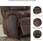 Signature Design by Ashley McGann Modern Faux Leather Manual Pull Rocker Recliner, Brown