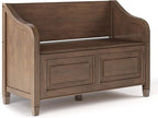 SIMPLIHOME Connaught Entryway Storage Bench - 42 inch Wide Solid Wood Storage Seat in Rustic Natural Aged Brown, Traditional Bench for Entryway or Mudroom with Lift-Up Lid and Elegant Moulding Detail