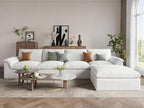 EASE MOOSE Oversized Cloud Couch Sectional Sofa, L-Shaped Large Modular Couch for Living Room, Minimalist Boneless Convertible Couches with Ottoman, 5-Seat Deep Sofas for Bedroom, Chenille (White)