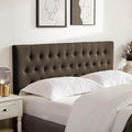 Tufted Upholstered Headboard Queen Size, Solid Wood Head Board with Durable Metal Legs, Adjustable Height Bed headboard from 37” to 51” Fabric Headboard in Button Design, Chocolate