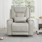 CHITA Electric Power Lift Recliner Chair for Elderly with Massage and Heat, Large Lay Flat Genuine Leather Recliner Chair with Cup Holders, USB Ports, Power Headrest, Independent Backrest, Light Gray