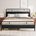 Allewie King Size Platform Bed Frame with Wooden Headboard and Footboard, Heavy Duty 13 Metal Slats Support, Under-Bed Storage, No Box Spring Needed, Noise Free, Easy Assembly, Black Oak