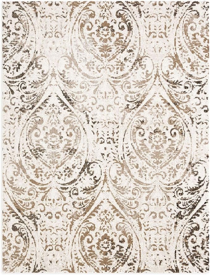 Nicole Miller New York Patio Sofia Juniper Indoor/Outdoor Area Rug, Ivory/Mustard, 7'9"x10'2" Rectangle, Rectangular