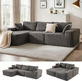 Apicizon 113" Modular Sectional Couch for Living Room, L Shaped Sectional Sofa Couch with Deep Seat, 3 Seat Boneless Sofa with Chaise Longue for Apartment，No Assembly Required (Plush Corduroy Gray)