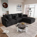 JACH L-Shaped Sectional Couches for Living Room, Cloud Sectional Couch with Deep Seat, Modular Sectional Sofa with Chaise, Covers Removeable & Washable, Sofas Furniture for Living Room, Black