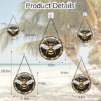 Stained Glass Window Hanging - Black Gold Bee White Wings Sun Catcher for Door Home Decor Insect Suncatcher Christmas Mother's Day Birthday Gifts for Women Men Lovers Mom Nana 11.8 in