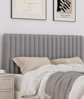 Full Size Upholstered Headboard Only, Channel Tufted Headboard with Wood Legs for Bedroom, Adjustable Height, Easy Assembly, No Box Spring Needed, Grey